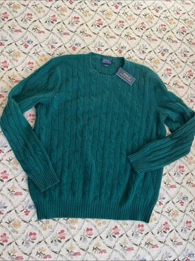 Polo by Ralph Lauren 100% Cashmere Cable-Knit Crewneck Sweater. Men’s XXL. NWT